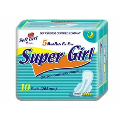 Hot Sale Super Breathable Natural Cotton Day Use Women Sanitary Napkin