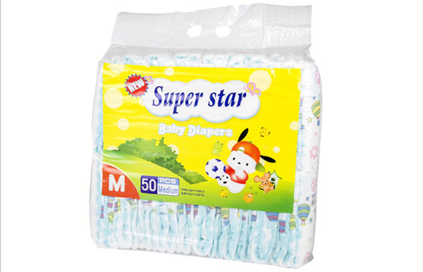 3 Folds Baby Diapers in Colorful Bag with 50 pcs Packing