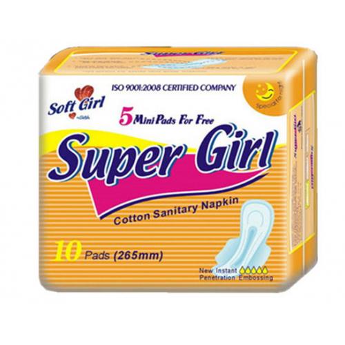 Super Breathable Natural Cotton Day Use Women Sanitary Napkin