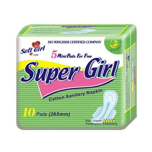 Super Breathable Natural Cotton Day Use Women Sanitary Napkin