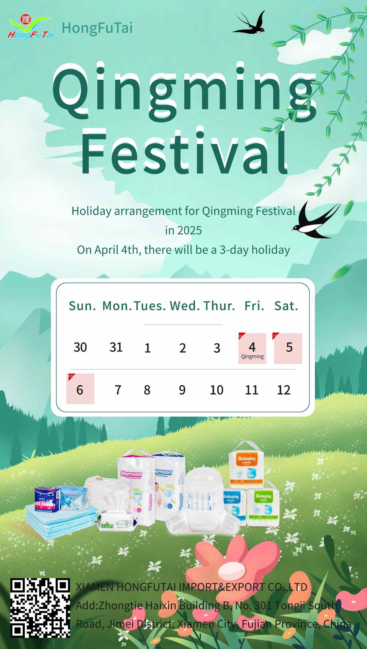 Tomb-Sweeping Day Holiday Notice from XIAMEN HONGFUTAI IMPORT & EXPORT CO., LTD